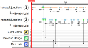 Bombalytics: Visualization of Competition and Collaboration Strategies of Players in a Bomb Laying Game