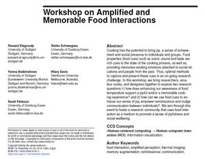 Workshop on Amplified and Memorable Food Interactions