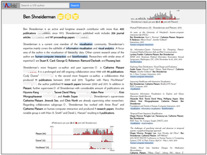 VIS Author Profiles: Interactive Descriptions of Publication Records Combining Text and Visualization