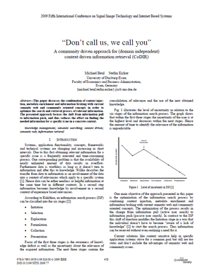 "Don't Call Us, We Call You" - A Community Driven Approach for (Domain Independent) Context Driven Information Retrieval (CoDIR)