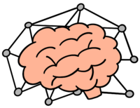 Gezeichnete Darstellung einer künstliche Intelligenz. Im Hintergrund ist ein Netzwerk zu abgebildet und im Vordergrund ein menschliches Gehirn.