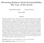 Measuring Business Social Irresponsibility: The Case of Sin Stocks
