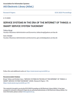 Service Systems in the Era of the Internet of Things: A Smart Service System Taxonomy